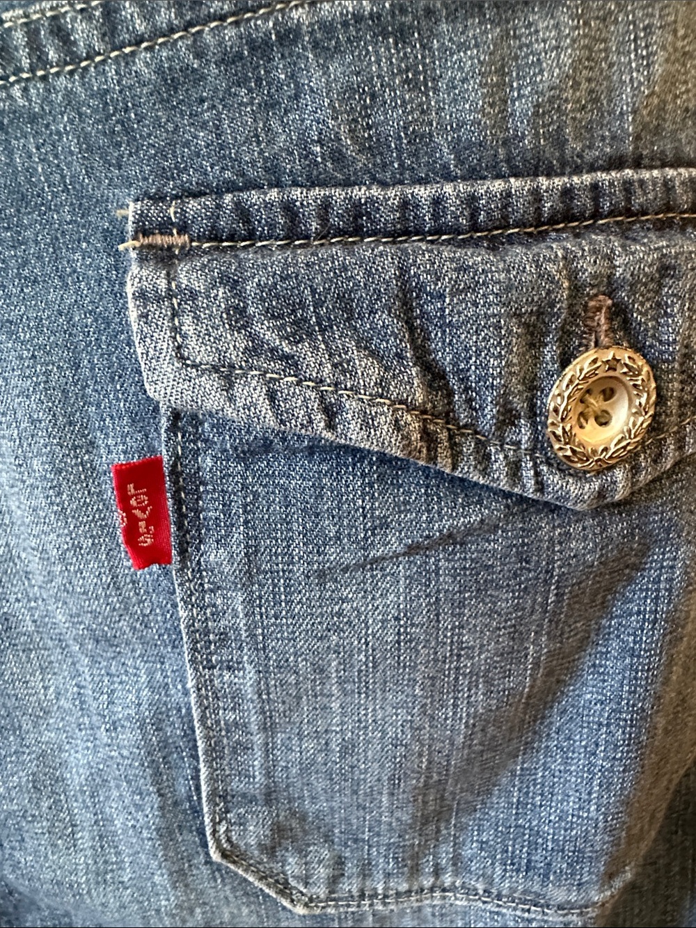 Levi's 100% Cotton Lightweight Button-Front Denim Skirt - Picture 3 of 13
